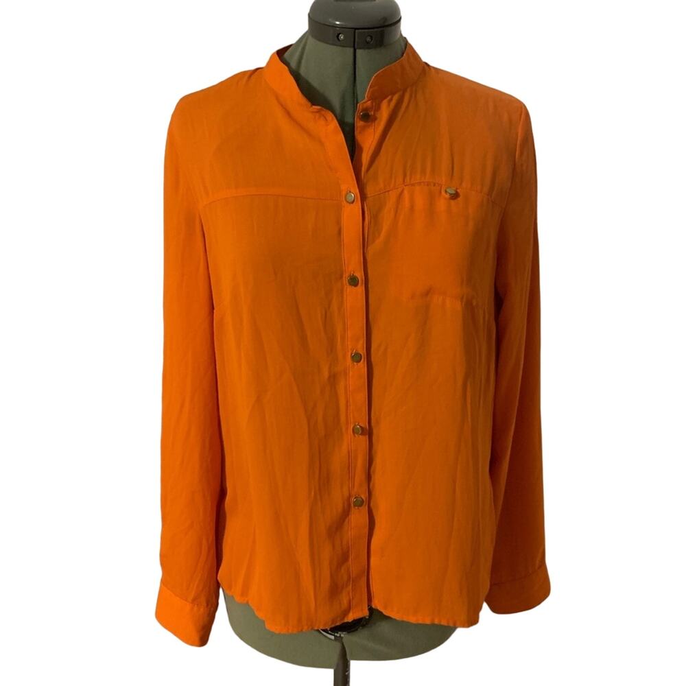 H&M Button Down Long Sleeve Top Orange Size 8